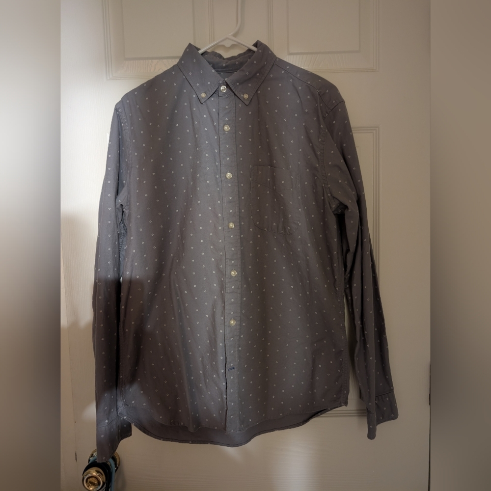 GAP Men's Gray Polka Dot Button-Down Shirt
